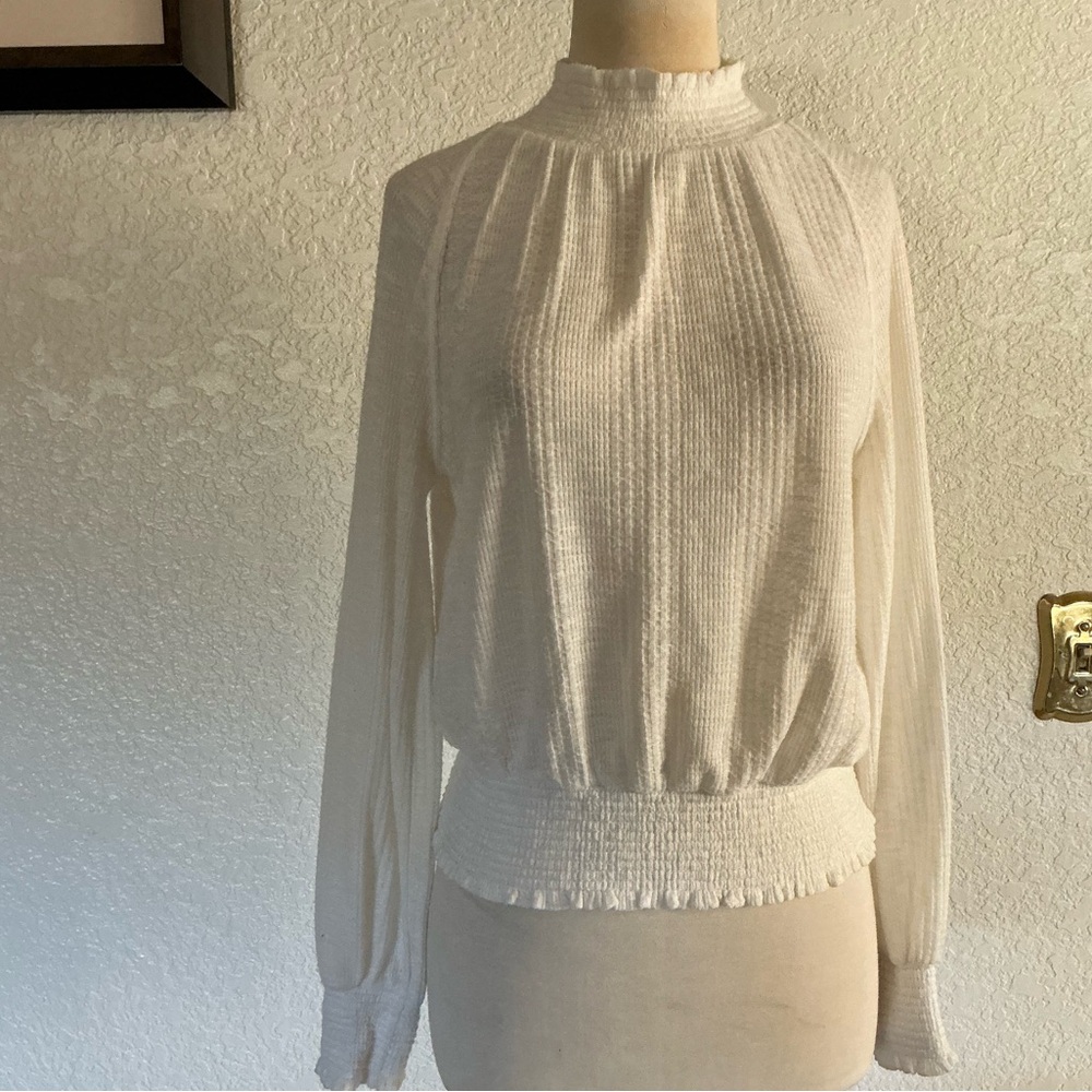 Free People Cream Textured Blouse XS